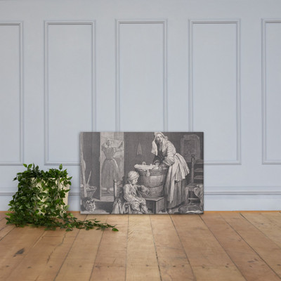 The Washerwoman - Charles Nicolas Cochin I - 1739 - Canvas Museum quality 7797596