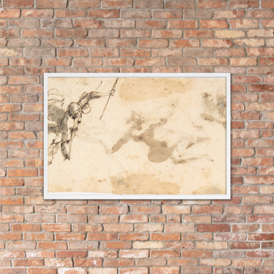 Four Flying Angels (recto); Two Flying Figures (verso) - Francesco Allegrini - 1624–63 - Matte Paper Framed Poster Museum quality 7797430