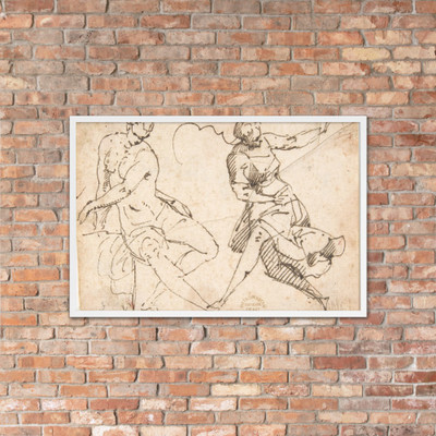 Seated Female Nude and Dancing Female Figure - Francesco Allegrini - 1624–63 - Matte Paper Framed Poster Museum quality 7797494