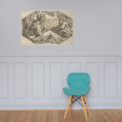 Repose in Egypt, Mary holding and looking at the infant Christ while St. Joseph sleeps - Simone Cantarini - ca. 1637–39 - Photo Paper Poster Museum quality 7795357