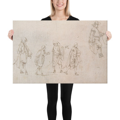 Studies of Cavaliers - Stefano della Bella - 1610–64 - Canvas Museum quality 7797042