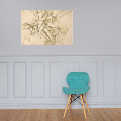 Two Angels - Anonymous, Italian, Roman-Bolognese, 17th century - 17th century - Paper Poster Museum quality 7797805