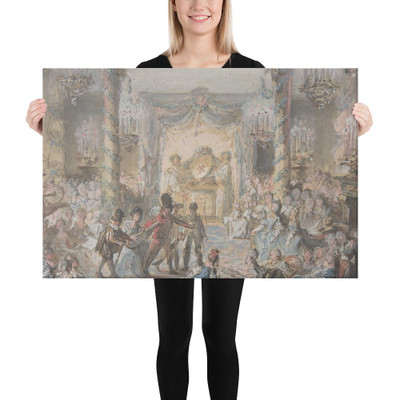 Theatrical Divertissement Offered at a Gala Evening Party - Gabriel de Saint-Aubin - 18th century - Canvas Museum quality 7798556