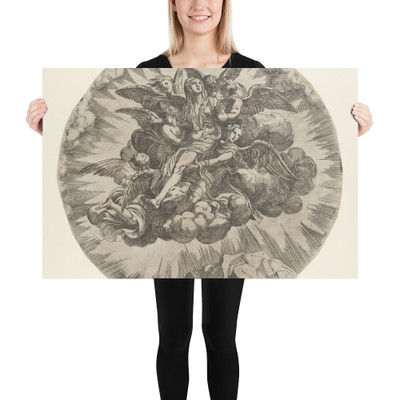 Mary Magdalen carried to Heaven - Anonymous, French, School of Fontainebleau, 16th century - ca. 1544 - Photo Paper Poster Museum quality 7798692