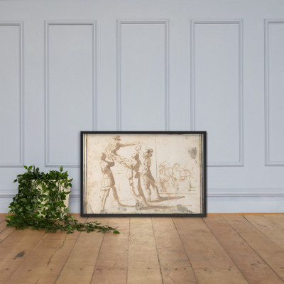 Enthroned Warrior Distributing Crowns - Francesco Allegrini - 1624–63 - Matte Paper Framed Poster Museum quality 7797358