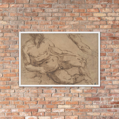 A River God (recto); Sketches for the Vestibule of the Laurenziana, Florence (verso) - Bartolomeo Ammanati (Ammannati) - 1511–92 - Matte Paper Framed Poster Museum quality 7797159