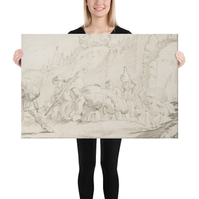 Illustration for a Book:  Inhabitants Leaving a Conquered City - Giovanni Battista Tiepolo - 1696–1770 - Canvas Museum quality 7799325