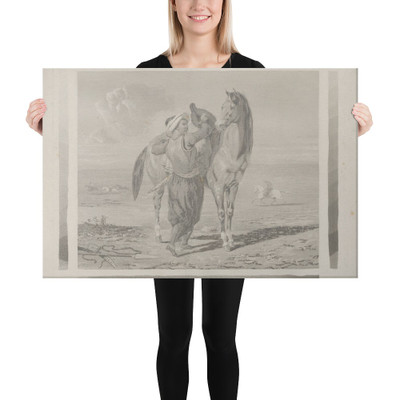 A Turk Saddling His Horse - Eugène Delacroix - 1824 - Canvas Museum quality 7799682