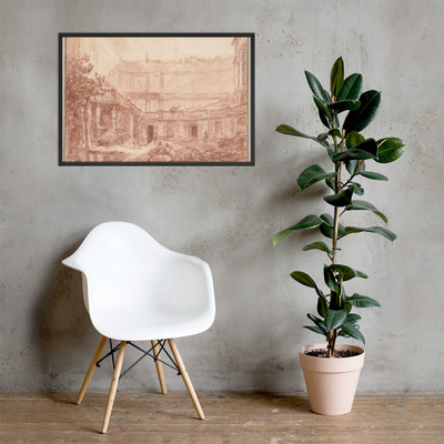 The Nymphaeum of the Villa di Papa Giulio, Rome - Hubert Robert - ca. 1761 - Matte Paper Framed Poster Museum quality 7798599
