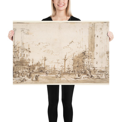 The Piazzetta, Looking Toward San Giorgio Maggiore (recto); Two Columns (verso) - Francesco Guardi - 1712–93 - Photo Paper Poster Museum quality 7795733