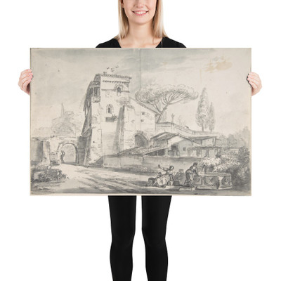 Italian Country House Beside a Road - Jean-Baptiste Lallemand - n.d. - Photo Paper Poster Museum quality 7798398