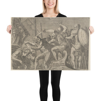 Hercules Fighting Aboard The Argonauts' Ship - Léon Davent - ca. 1542–45 - Photo Paper Poster Museum quality 7798819