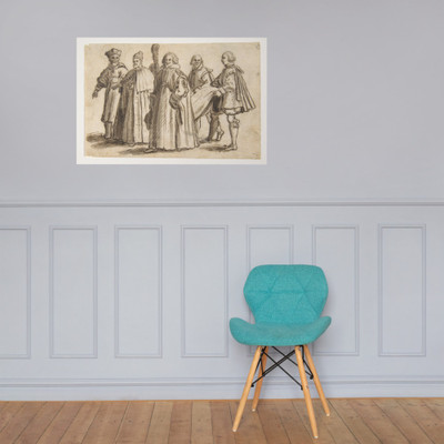 A Doge of Venice with a Cardinal, a Councillor and Servants Bearing the Train - Bernardino Rodriguez ("Bernardino Siciliano") - 1600–1650 - Paper Poster Museum quality 7796660