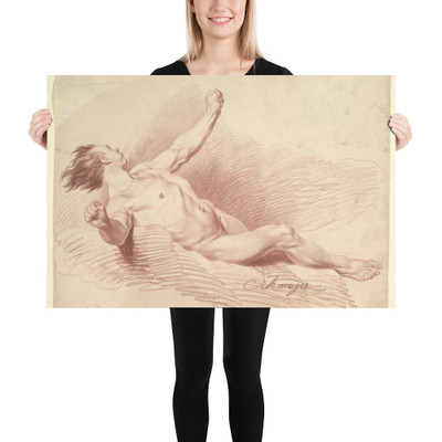 Reclining Male Nude, as Wind God on Clouds - Jakob Matthias Schmutzer - 1765–1810 - Paper Poster Museum quality 7798754
