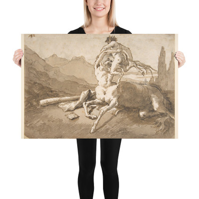 Centaur Holding Up a Youthful Satyr - Giovanni Domenico Tiepolo - 1727–1804 - Paper Poster Museum quality 7795048