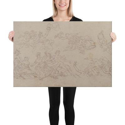 Design for a Ceiling Decoration with Neptune and the Four Continents - Pietro Dandini - 1646–1712 - Canvas Museum quality 7796409