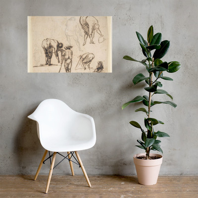 Standing Figure and Figures Bending Over - Micco Spadaro (Domenico Gargiulo) - 1612–75 - Paper Poster Museum quality 7795985