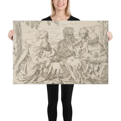 Holy Family with Saint Elizabeth and Saint John the Baptist - Simone Cantarini - ca. 1639 - Canvas Museum quality 7795336