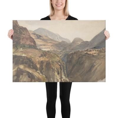 Mountain View at Oisans (Isère) - Paul Huet - 1858 - Canvas Museum quality 7798950