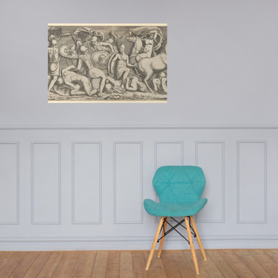 Battle of Amazons - Léon Davent - 1547 - Paper Poster Museum quality 7798194