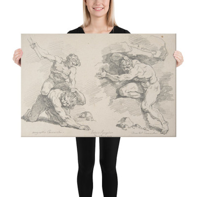 Hercules and Cacus, after Annibale Carracci, and the Destruction of Enceladus, after Agostino Carracci - Jean Honoré Fragonard - 1761 - Canvas Museum quality 7799245