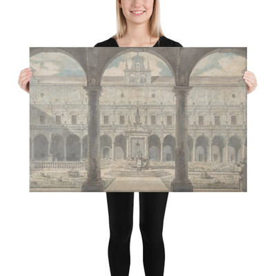 Cloister of the Certosa di San Martino, Naples - Louis Jean Desprez - ca.1777–79 - Canvas Museum quality 7798645