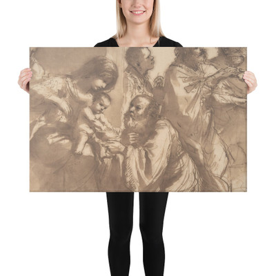 The Adoration of the Magi - Guercino (Giovanni Francesco Barbieri) - 1625–30 - Canvas Museum quality 7795611