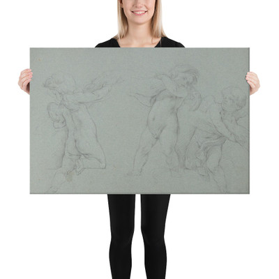 Putti Supporting a Garland - François Le Moyne - early 18th century - Canvas Museum quality 7798141