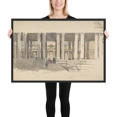 Greenwich Hospital (recto); Study of a Building (verso) - David Cox - ca. 1831 - Matte Paper Framed Poster Museum quality 7795919