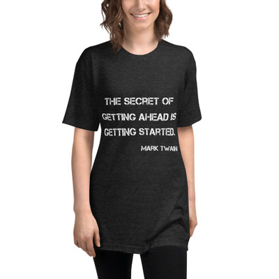 The secret of getting ahead is getting started. - Mark Twain - Unisex Short Sleeve Track Shirt Motivational quotes 7800307