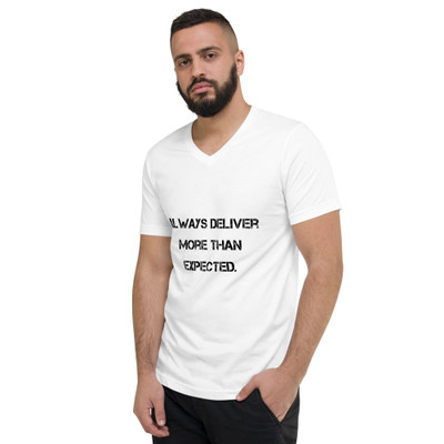 Always deliver more than expected. - Unisex Short Sleeve V-Neck Jersey Tee Motivational quotes 7801207