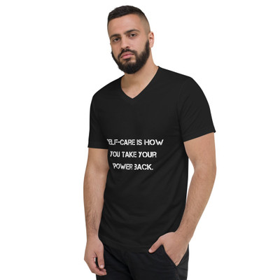 Self-care is how you take your power back. - Unisex Short Sleeve V-Neck Jersey Tee Motivational quotes 7811281