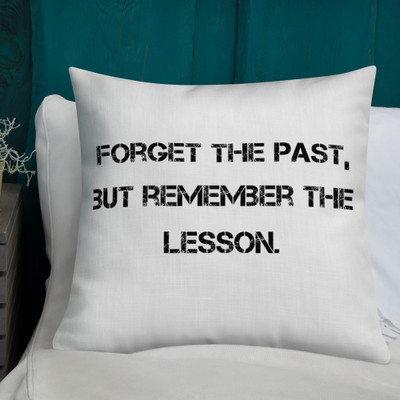 Forget the past, but remember the lesson. - Premium Pillow Motivational quotes 7811292