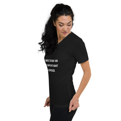 The direction is more important than speed. - Unisex Short Sleeve V-Neck Jersey Tee Motivational quotes 7811293