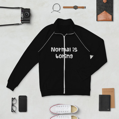 Normal is boring - Piped Fleece Jacket Funny quotes 7816952