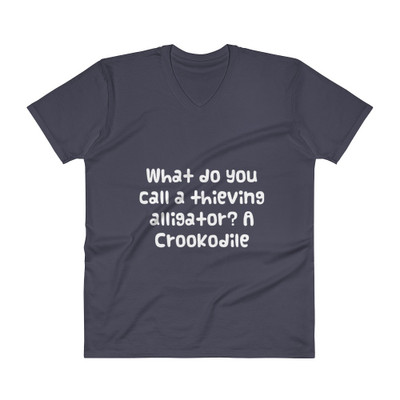 What do you call a thieving alligator? A Crookodile - Lightweight Fashion V-Neck T-Shirt Funny quotes 7818859