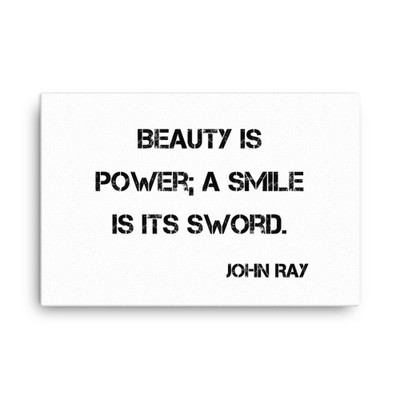 Beauty is power; a smile is its sword. - John Ray - Canvas Motivational quotes 7814553