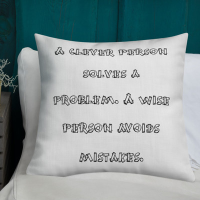 A clever person solves a problem. A wise person avoids mistakes. - Premium Pillow Funny quotes 7827200