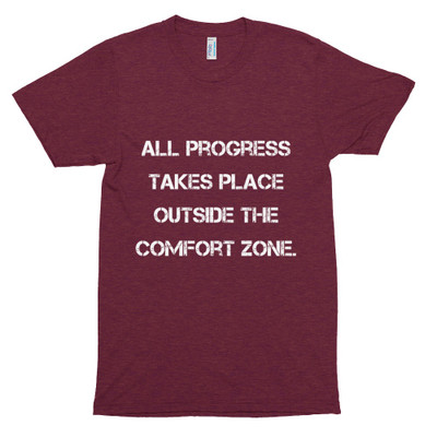 All progress takes place outside the comfort zone. - Unisex Short Sleeve Track Shirt Motivational quotes 7823209