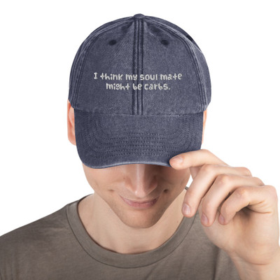 I think my soul mate might be carbs. - Vintage Beechfield Dad hat Funny quotes 7820616