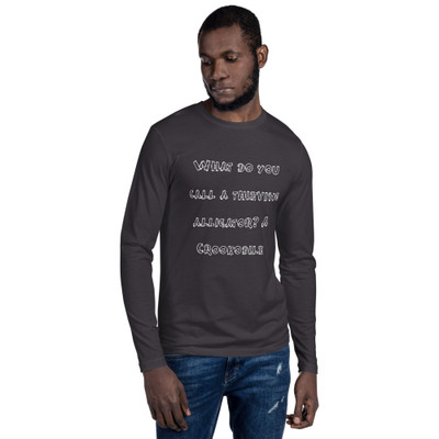 What do you call a thieving alligator? A Crookodile - Fitted Long Sleeve Crew Funny quotes 7822593