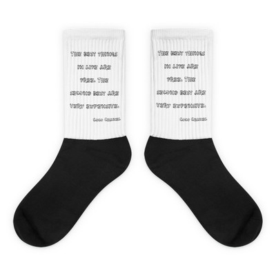 The best things in life are free. The second best are very expensive. - Coco Chanel - Black Foot Socks Funny quotes 7827700