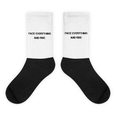 Face everything and rise - Black Foot Socks Motivational quotes 7828936