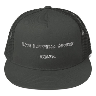 Life happens. Coffee helps. - Cotton Twill Flat Visor Mesh Snapback Funny quotes 7820131