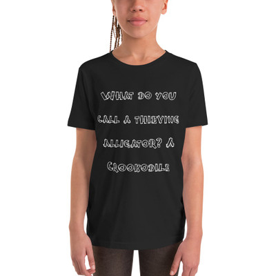 What do you call a thieving alligator? A Crookodile - Youth Short Sleeve Tee Funny quotes 7835031