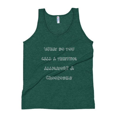 What do you call a thieving alligator? A Crookodile - Unisex Soft Tri-Blend Tank Funny quotes 7832838