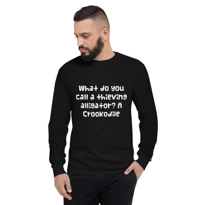 What do you call a thieving alligator? A Crookodile - Long Sleeve T-Shirt Funny quotes 7840881