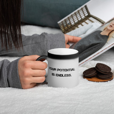 Your potential is endless. - Matte Black Magic Mug Motivational quotes 7840789