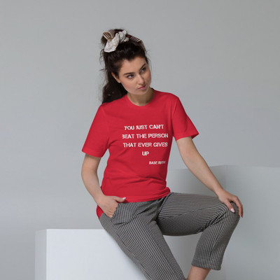 You just can't beat the person that ever gives up - Babe Ruth - Unisex Organic Cotton T-Shirt Motivational quotes 7848795