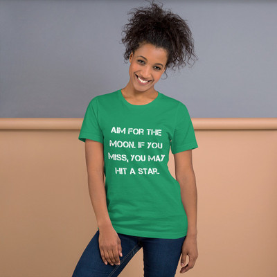 Aim for the moon. If you miss, you may hit a star. - Unisex Short Sleeve Jersey T-Shirt Motivational quotes 7848513